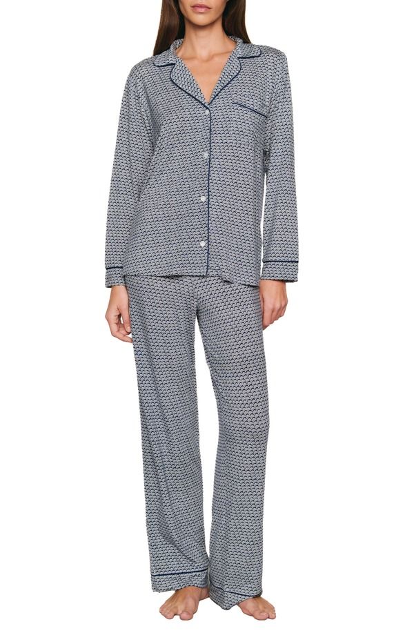 エバージェイ レディース アンダーウェア ナイトウェア プリント Eberjey Gisele Printed Long Pajamaseashell NavyNavy ネイビー 30,420円