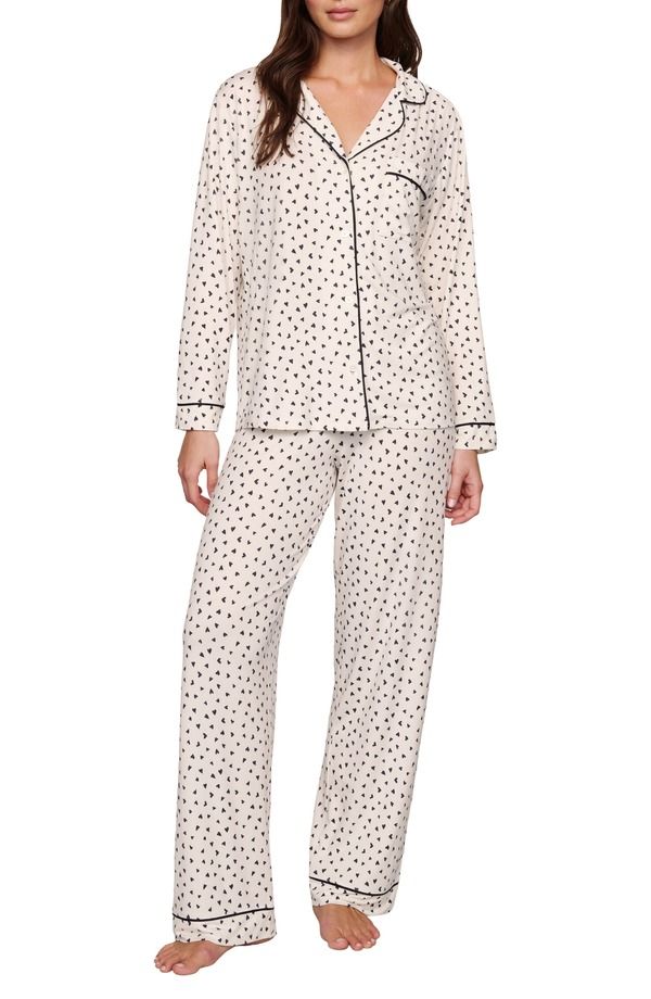 エバージェイ レディース アンダーウェア ナイトウェア プリント Eberjey Gisele Printed Long Pajamas Hearto Heart BlackBlk ブラック