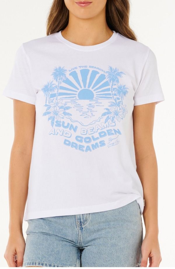 リップカール レディース トップス Tシャツ グラフィック Rip Curl Sun Beams Graphic TShirt Optical White ホワイト