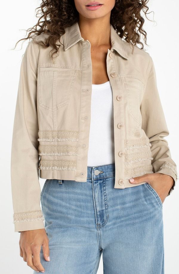 リヴァプール ロサンゼルス レディース アウター ジャケット・ブルゾン フリンジ Liverpoolos Angeles Twill Fringe Jacket Safari Sand サンド