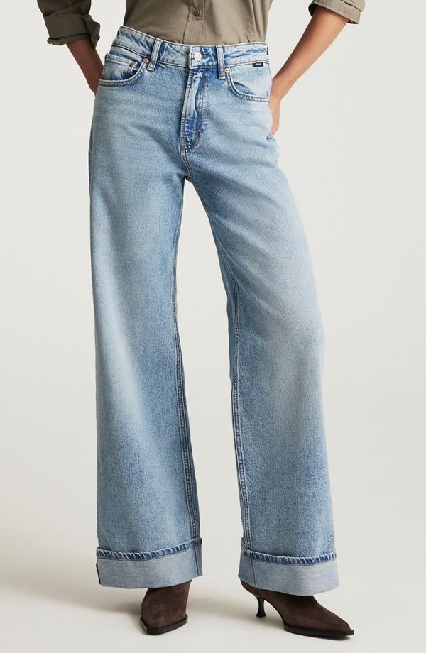 マーヴィ ジーンズ レディース ボトムス デニムパンツ ワイドレッグ Mavi Jeans Florida Cuffed Wide Leg Jeans Light Brushed Classic Blue ブルー