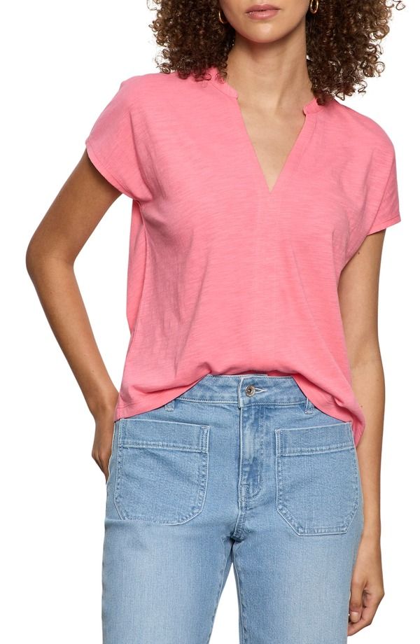 サンクチュアリー レディース トップス Tシャツ コットン Sanctuary Organicotton Blend Split Neck TShirt Bloom Pink ピンク
