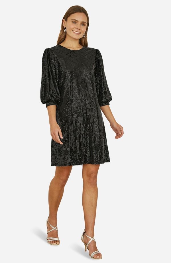 ユミキム レディース トップス ワンピース バルーンスリーブ ミニ スパンコール Yumi Balloon Sleeve Sequin Mini Dress Black ブラック