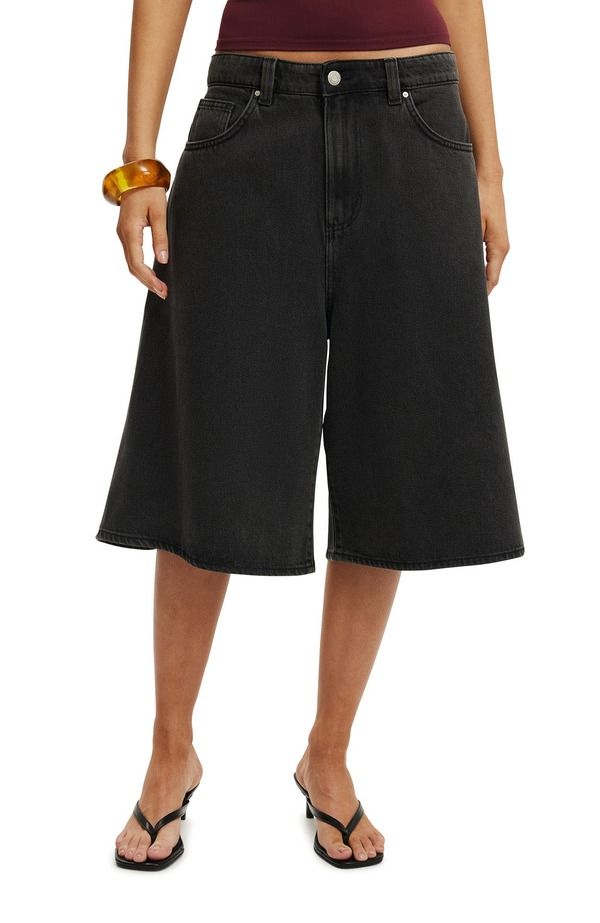 コットンオン レディース ボトムス デニムパンツ Cotton Womens Lyocell Widenim Jort Used Black ブラック