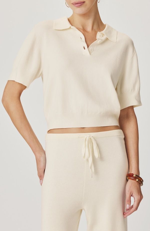 スプレンディット レディース アウター パーカー・スウェット ポロシャツ セーター Splendid Christa Cropolo Sweater Shell White ホワイト
