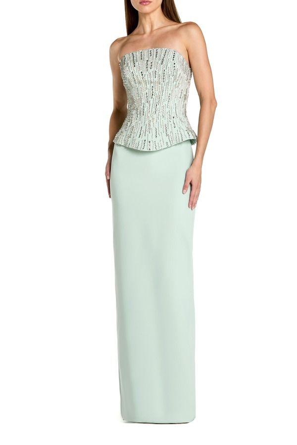 マックダガル レディース トップス ワンピース クレープ ストラップレス Mac Duggal Crepembellished Corset Strapless Column Gown Mint ミント