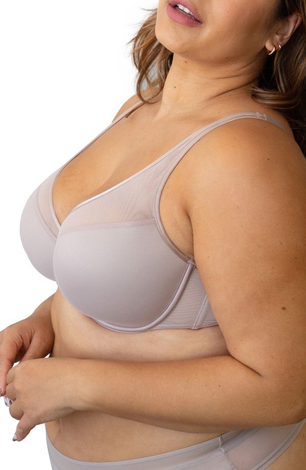 カービークチュール レディース トップス Tシャツ メッシュ シアー Curvy Couture Sheer Mesh Plunge TShirt Bra Bark カービークチュール レディース トップス Tシャツ メッシュ シアー Curvy Couture Sheer Mesh Plunge TShirt Bra Bark