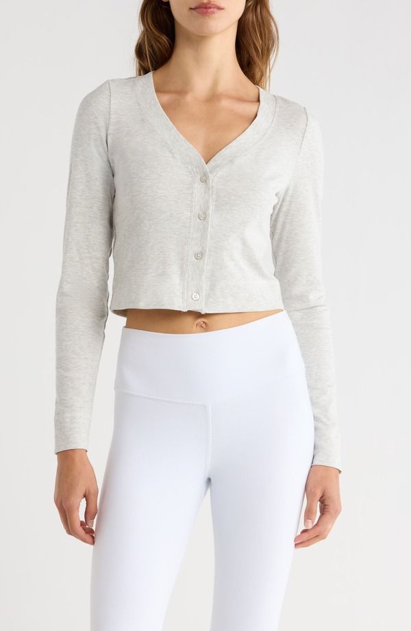 ビュオーリ レディース アウター パーカー・スウェット ミニ カーディガン Vuori Pose Mini Cardigan White Heather Grey ホワイト