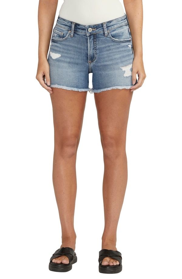 シルバー ジーンズ レディース ボトムス デニムパンツ ショートパンツ Silver Jeans Co Suki Luxe Stretch Curvy Cutoff Denim Shorts Indigo インディゴ