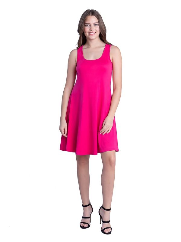 24 セブンコンフォート レディース トップス ワンピース A ライン プチ ノースリーブ 24seven Comfort Apparel Petitesleeveless ALine Fit and Flare Skater Dress Pink ピンク