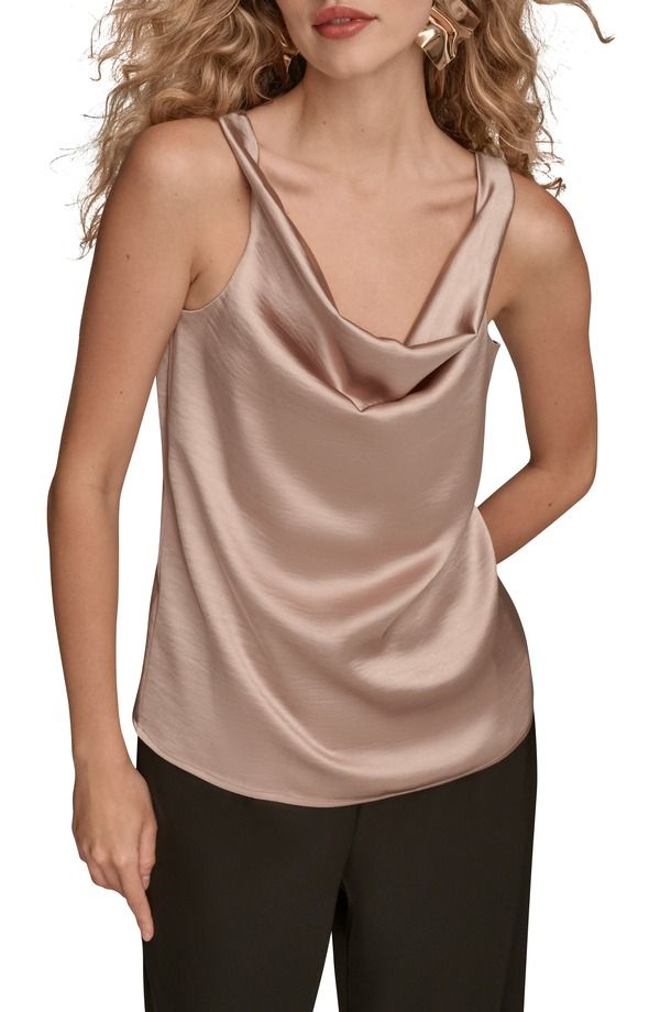 ダナ キャラン ニューヨーク レディース トップス シャツ Donna Karanew York Cowl Neck Charmeuse Tank Shadow Pink ピンク