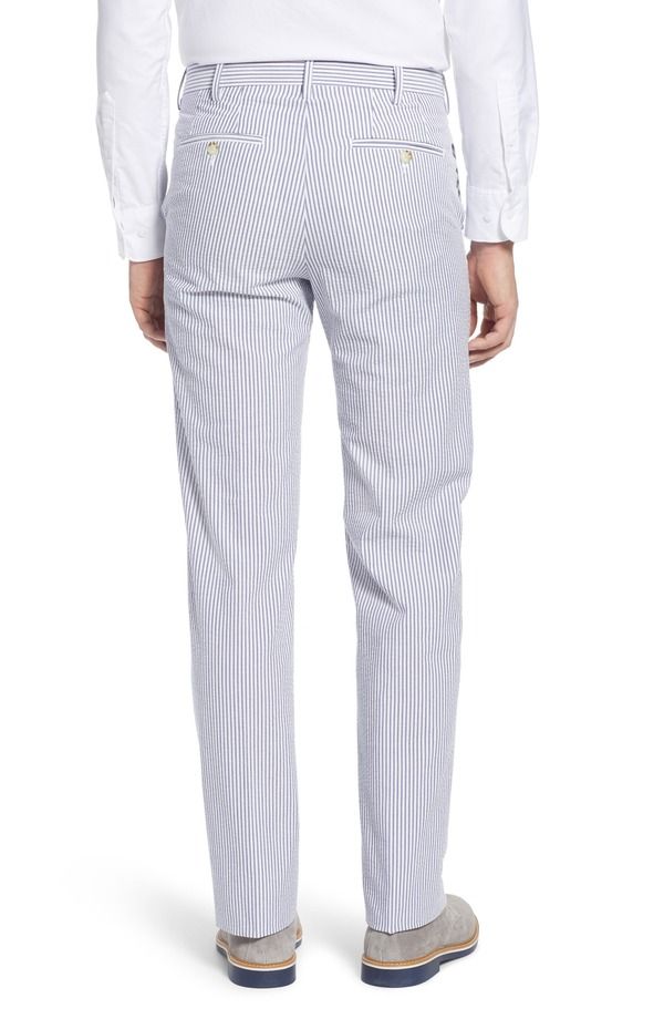 ベール メンズ ボトムス カジュアルパンツ Berle Flat Front Seersucker Pants Blue ブルー
