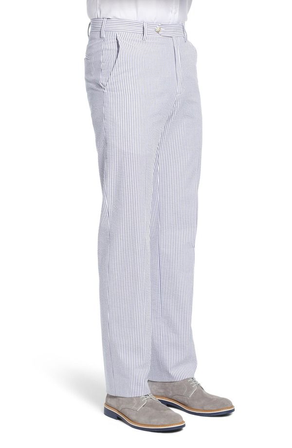 ベール メンズ ボトムス カジュアルパンツ Berle Flat Front Seersucker Pants Blue ブルー