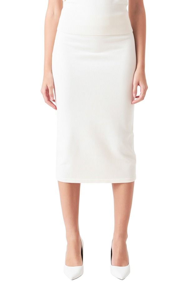 エンドレスローズ レディース ボトムスカート ミディ Endless Rose Midi Pencil Skirt Ivory アイボリー