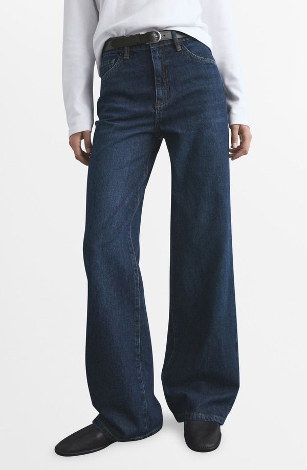 マンゴ レディース ボトムス デニムパンツ ワイドレッグ ハイウエスト ジーンズ MANGO Danila High Waist Wide Leg Jeans Dark Blue ブルー 16,316円