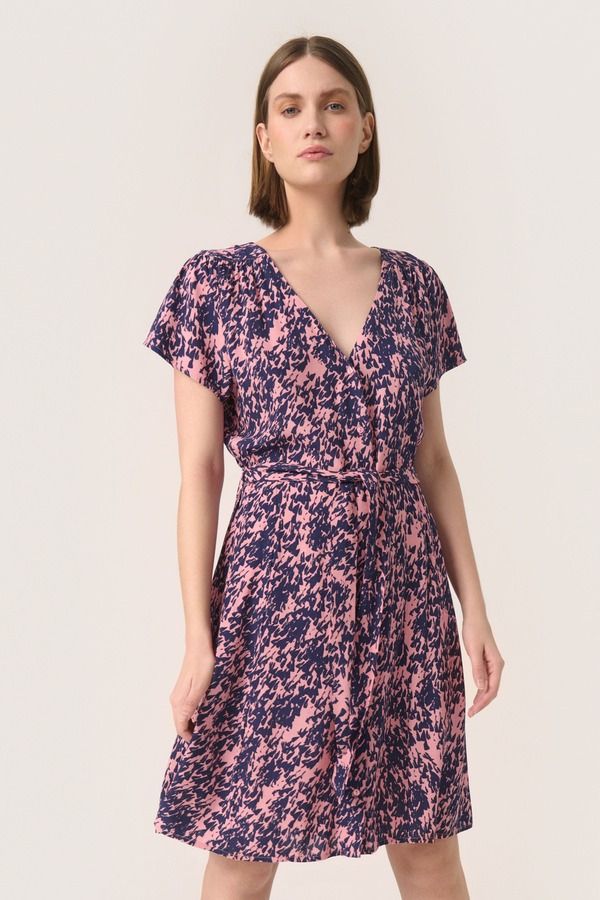 ソークドインラグジュアリー レディース トップス ワンピース Vネック Soaked in Luxury SLSylvia Vneck Short Sleeve Belt Dress Blush Droprint ブラッシュ