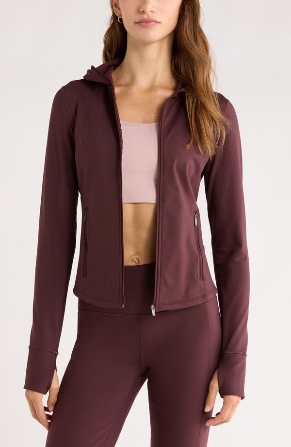 ゼラ レディース アウター パーカー・スウェット フーデッドジャケット Zella Cozy Tech Zip Hooded Jacket Burgundy Fudge バーガンディ