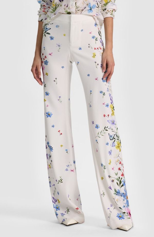 アリス アンド オリビア レディース ボトムス レギンス ブーツカット フラワー柄 パンツ ブーツ レース フラワー Alice Oliviandrew Placed Floral Slim Bootcut Pants Twisting Vines Off W