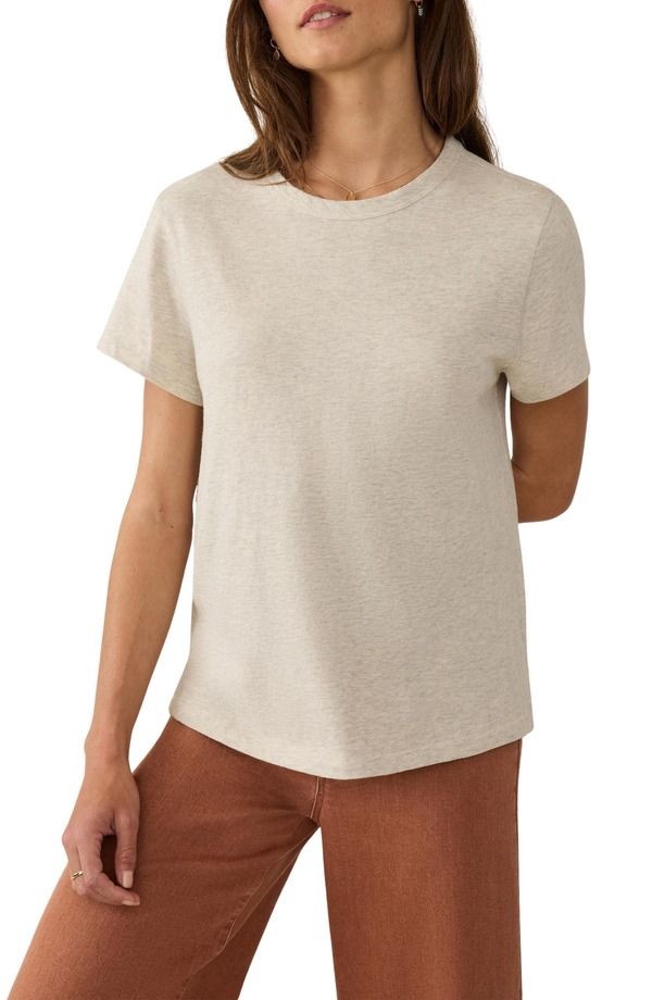 ファレティ レディース トップス Tシャツ コットン Faherty Sunwashed Essential Cotton TShirt Islandune Heather ヘザー