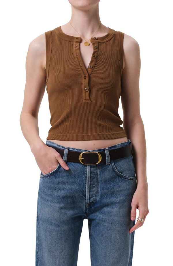 シチズンズ オブ ヒューマニティ レディース トップス シャツ Citizens of Humanity Caralyn Rib Henley Tank Manuka