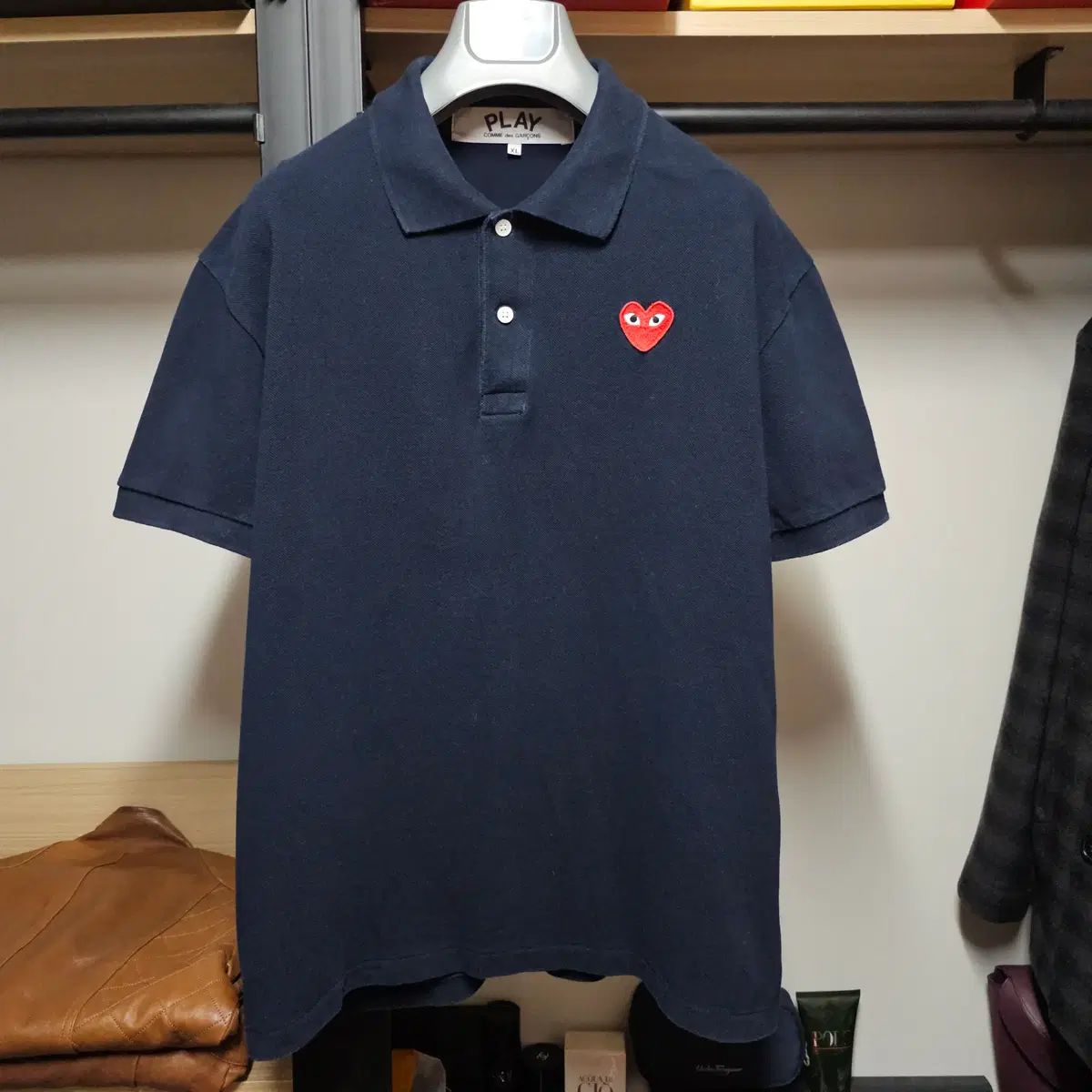 コム・デ・ギャルソン レッドワッペン メンズ半袖 ポロTシャツ 100-105