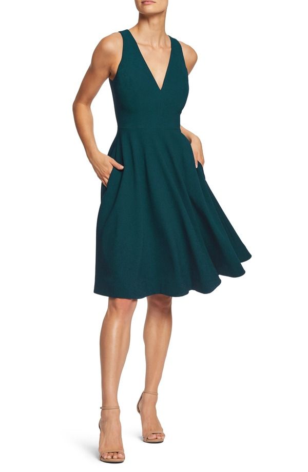 ドレスザポプレーション レディース トップス ワンピース Dress the Population Catalina Fit Flare Cocktail Dress Pine