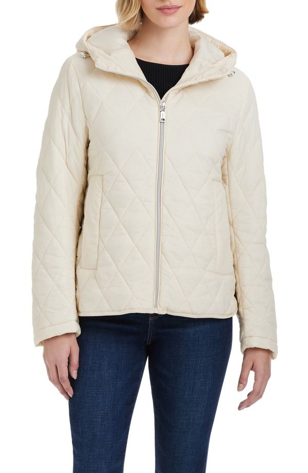 ヴィンスカムート レディース アウター ジャケット・ブルゾン キルティング Vince Camuto Wateresistant Hooded Quilted Jacket Bone
