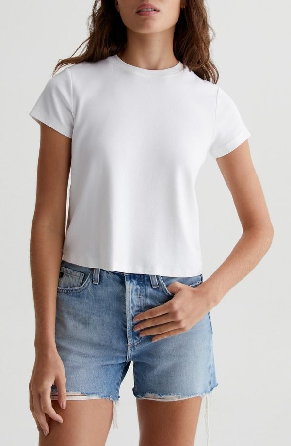 エージー レディース トップス Tシャツ AG Sadie Crop TShirt Powder
