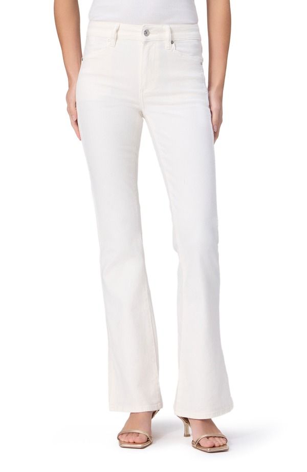 ペイジ レディース シューズ ブーツ・レインブーツ サイドスリット ブーツカット ハイウエスト ジーンズ PAIGE Laurel Canyon Side Slit High Waist Bootcut Jeans Tonal Ecru エクリュ