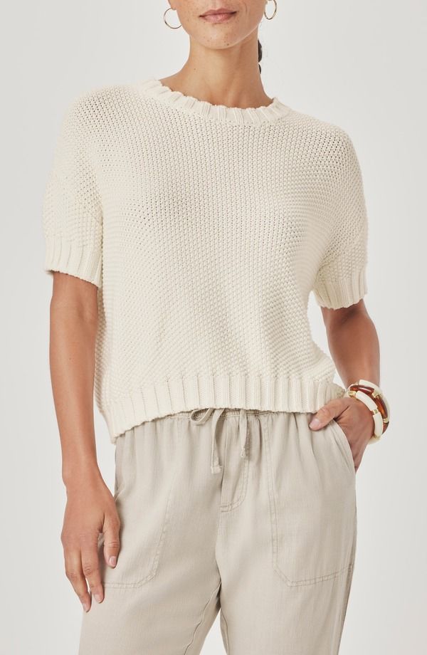 スプレンディット レディース アウター パーカー・スウェット セーター コットン Splendid Annmarie Cotton Sweater Shell White ホワイト