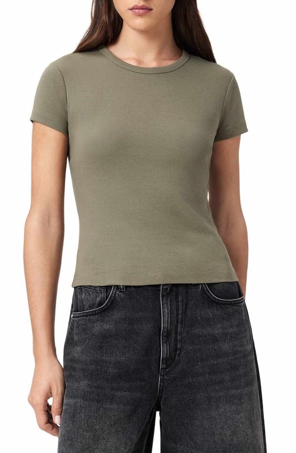 オールセインツ レディース トップス Tシャツ コットン AllSaintstevie Cotton TShirt Laurel Green グリーン