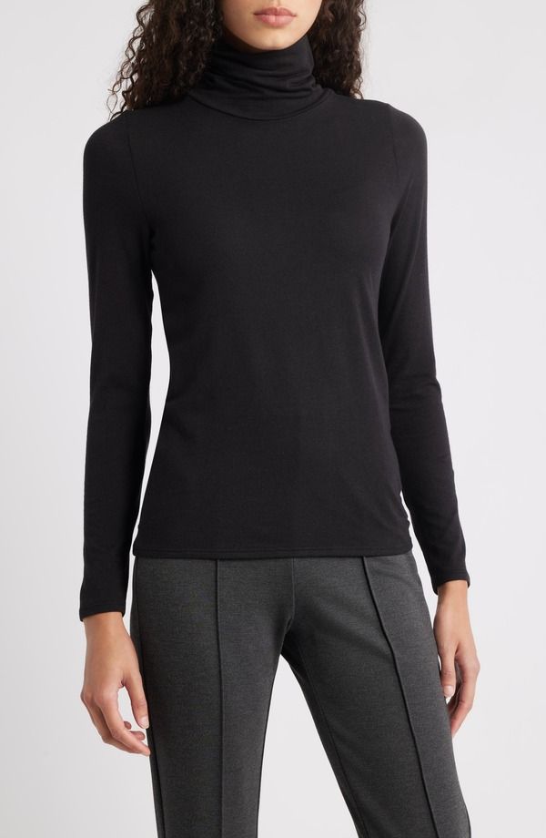 エイリーンフィッシャー レディース トップス シャツ タートルネック コットン Eileen Fisher Turtleneck Stretch Organicotton Blend Top Black ブラック