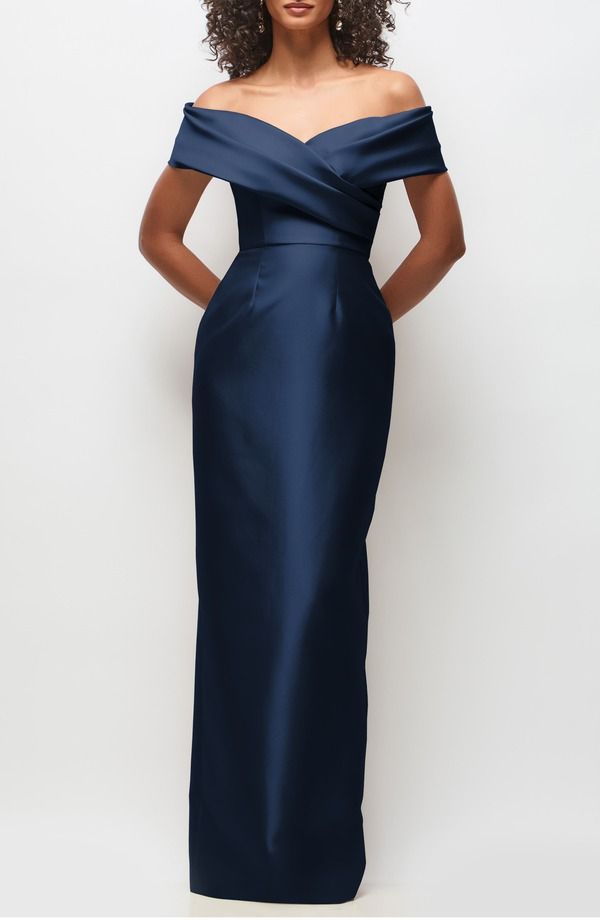 アルフレッド レディース トップス ワンピース Alfred Sung Constance Off the Shoulder Column Gown Midnight