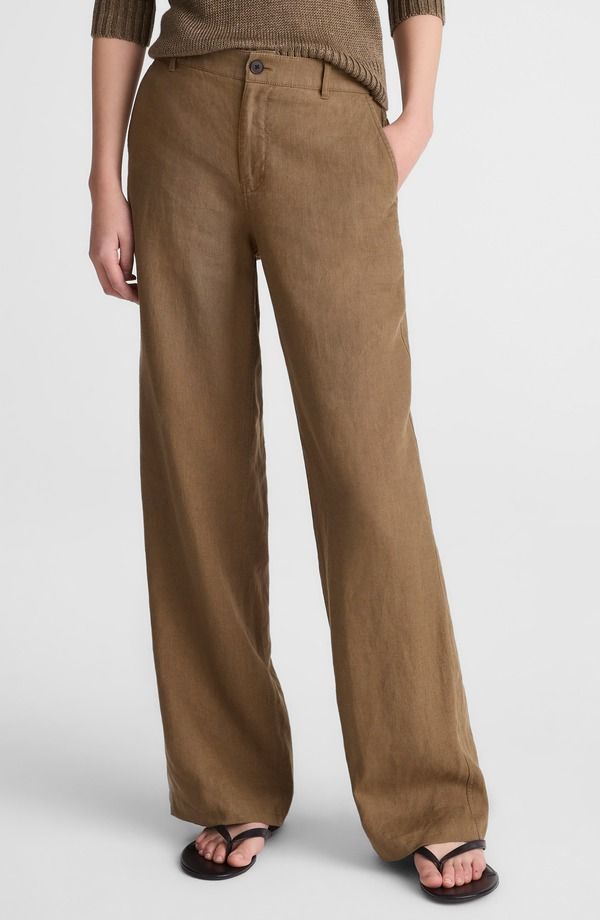 メイドウェル レディース ボトムス レギンストレート パンツ リネン Madewell Zoe Relaxed Straight Leg Linen Pantsafari Khaki カーキ