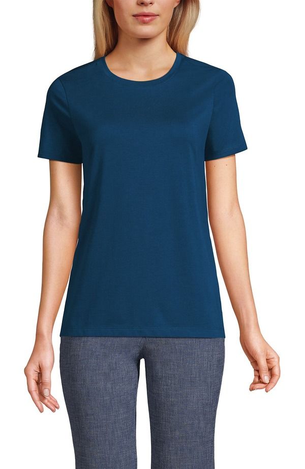 ランズエンド レディース トップス Tシャツ クルーネック コットン Lands End Supima Cotton Crewneck TShirt Baltic Teal ティール