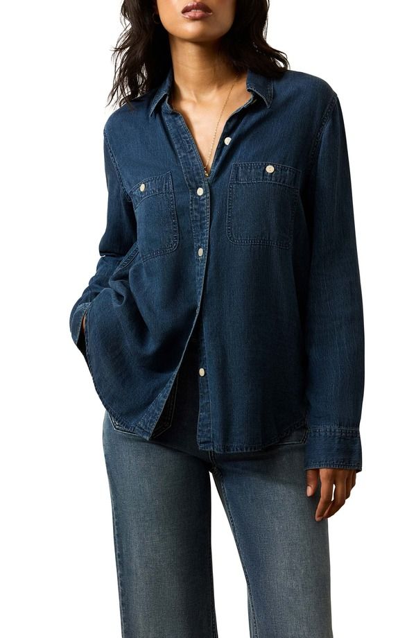 ファレティ レディース トップス シャツ Faherty Tried True Chambray Classic Shirt Night Lagoon Wash
