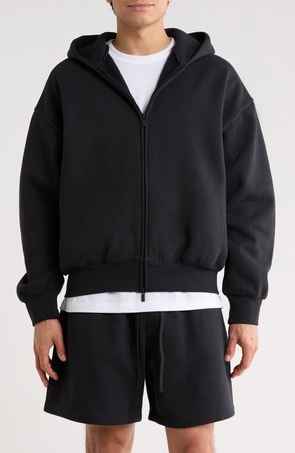 フィアオブゴッド メンズ アウター パーカー・スウェット フリース Fear of God Essentials Classic Fit Fleece Zip Hoodie Vintage Black ブラック