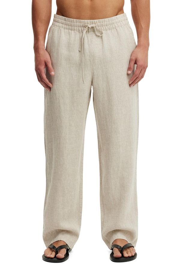 コットンオン メンズ ボトムス カジュアルパンツ リネン Cotton Mens Baggy Linen Pant Oatmeal オートミール