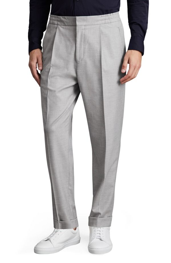 レイス メンズ ボトムス カジュアルパンツ プリーツ Reiss Brighton Pleated Relaxed Taper Pants Grey グレー