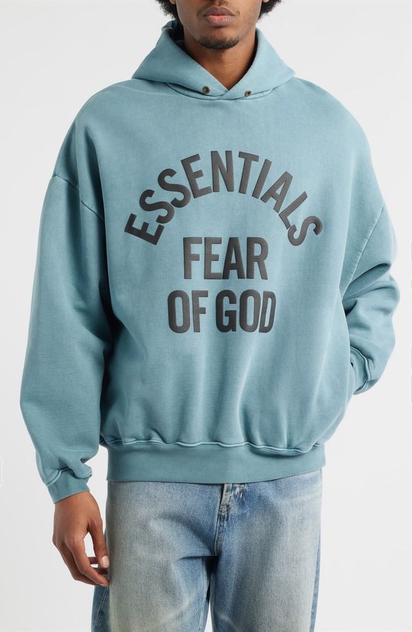 フィアオブゴッド メンズ アウター パーカー・スウェット ロゴ フリース グラフィック Fear of God Essentials Campus 90s Fleece Logo Graphic Hoodie Faded Coastal
