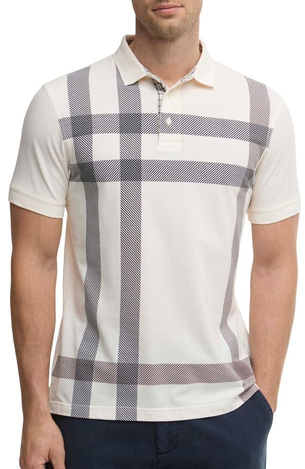 バブアー メンズ トップス ポロシャツ Barbour Blaine Tartan Polo Whisper White ホワイト