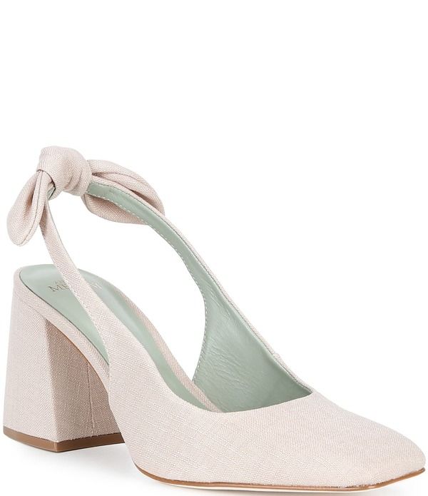アントニオ メラーニ レディース シューズ ヒール リネン Antonio Melani Daisy Linen Knot Slingback Block Heel Pumps Natural