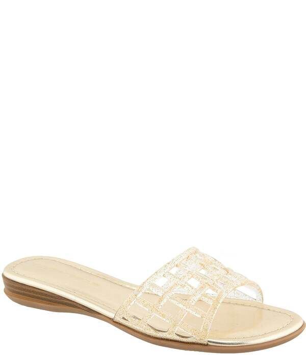 アンドレアース レディース シューズ パンプス サンダル Andre Assous Nabil Caged Jelly Flat Slide Sandals Platino