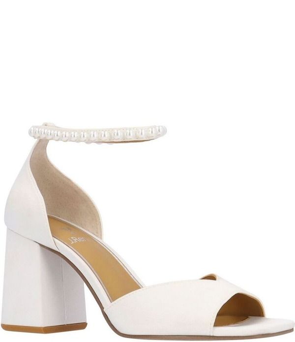 ジェイレニー レディース シューズ サンダル ラップワンピース サテン アンクル J Renee Nerida Satin Pearl Ankle Wrap Dressandals White ホワイト