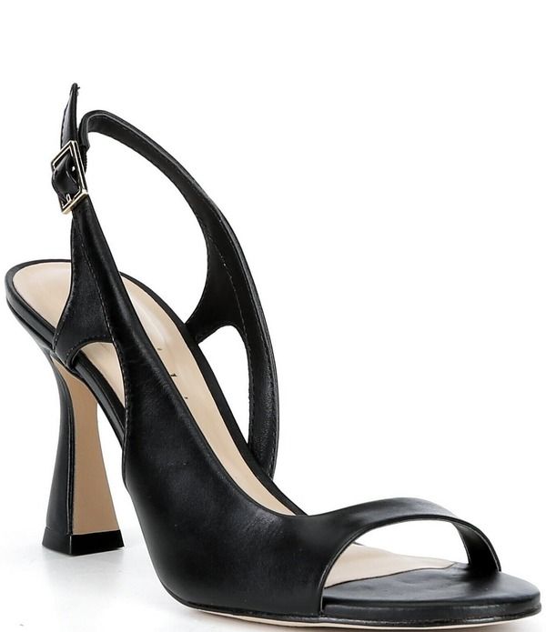 ジャンビニ レディース シューズ ヒール サンダル レザー Gianni Bini Hines Leather Slingback Dressandals Black ブラック