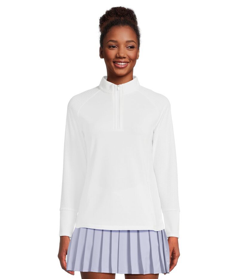 キャラウェイ レディース アウター パーカー・スウェット Callaway Textured Mixed Media 14zip Brilliant White ホワイト