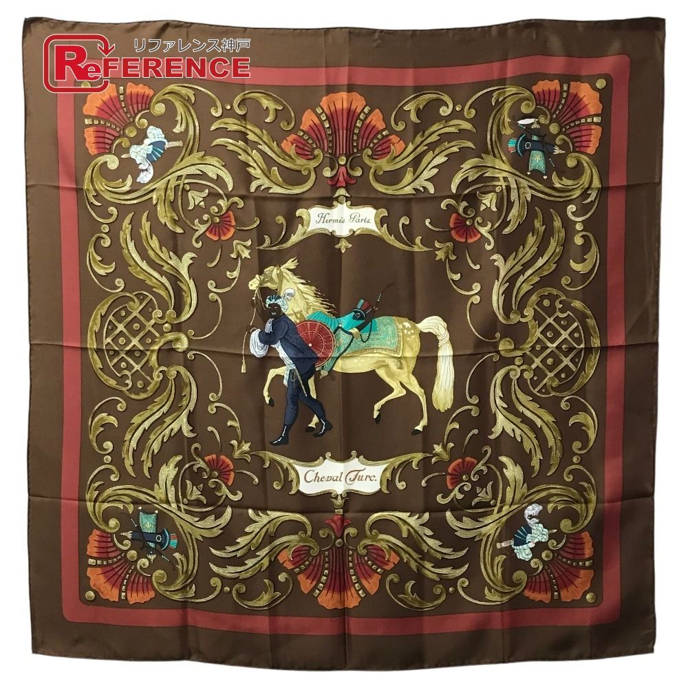 HERMES エルメス スカーフ カレ90 カレ 90 シルク ブラウン