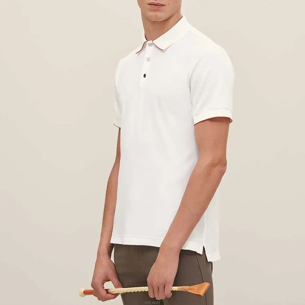 (新品) エルメス 白 シルバー ボタン ポロ KARA（カラ） 半袖Tシャツ
