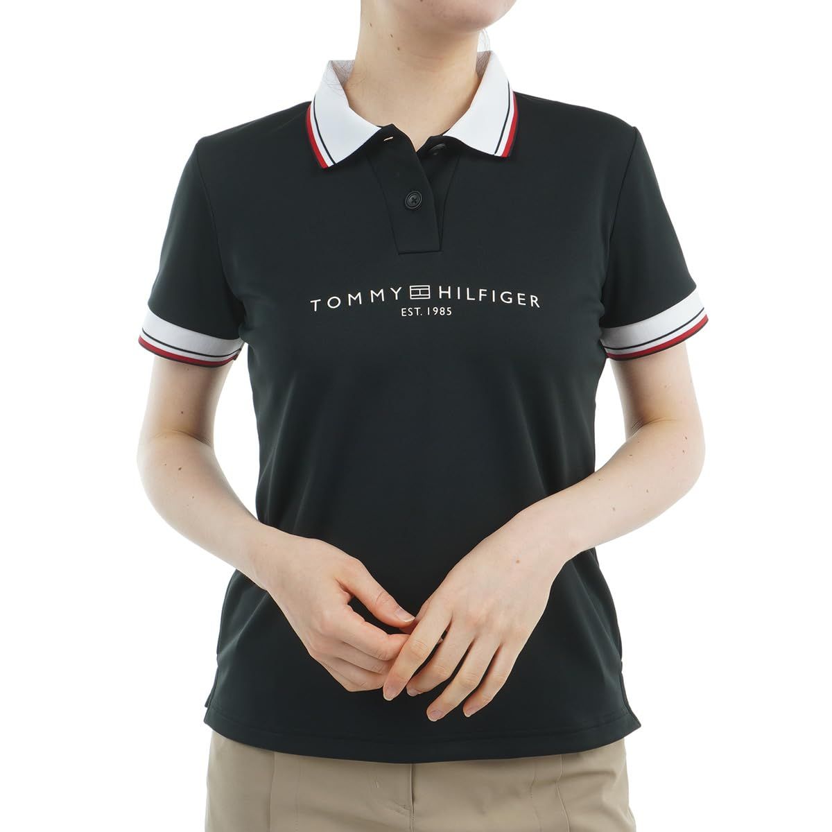 新品 TOMMY HILFIGER GOLF(トミーヒルフィガー ゴルフ) フロントロゴ ホワイトカラー半袖ポロシャツ THLA531