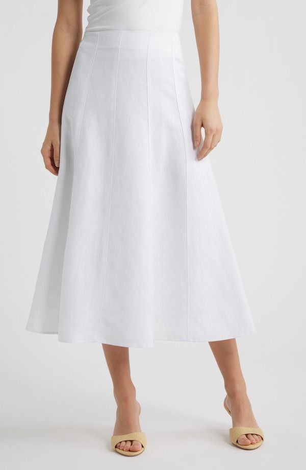 アンクライン レディース ボトムスカート A ライン ミディ Anne Klein Panel ALine Midi Skirt Crisp White ホワイト